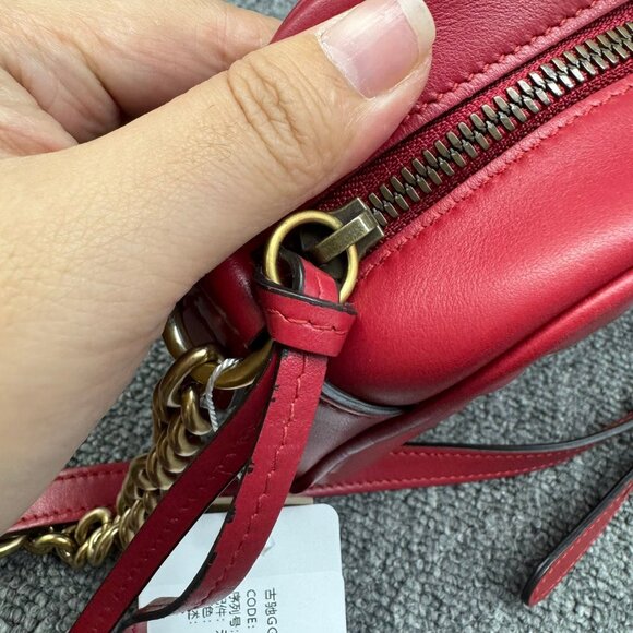GUCCI GG Marmont Red Leather Shoulder Bag 775-071825 - Picture 13 of 15